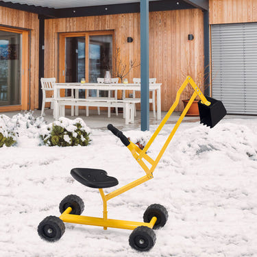 Heavy Duty Steel Frame Kid Ride-on Sand Digger - Wooden for Kids with Cover