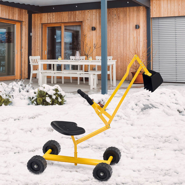 Heavy Duty Steel Frame Kid Ride-on Sand Digger - Wooden for Kids with Cover