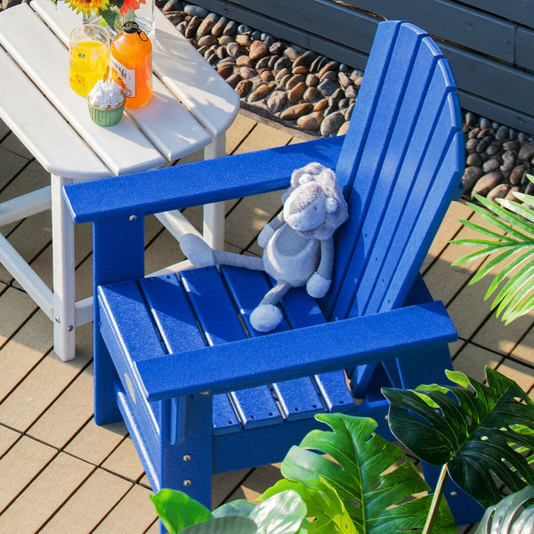 Patio Kids' Adirondack Chair with ergonomic backrest, perfect for outdoor comfort and style for little ones.
