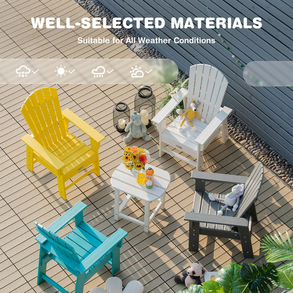 Patio Kids' Adirondack Chair with ergonomic backrest, angled view showcasing comfort and style for children.