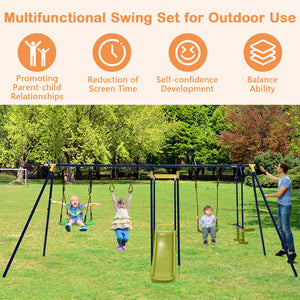 7-in-1 Stable A-shaped Outdoor Swing Set for Backyard for Kids - Outdoor Play