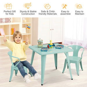 27 Inch Kids Square Steel Table Play Learn Activity Table-Blue