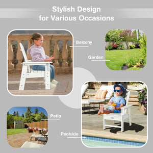 Patio Kids' Adirondack Chair with ergonomic backrest, perfect for outdoor play and comfort. Angle 47 view.