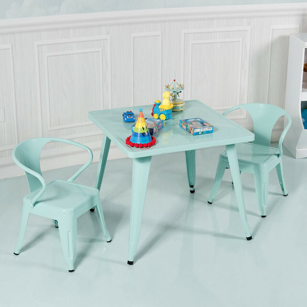 27-inch kids square steel activity table for play and learning, shown from angle 8. Perfect for toddlers and children.