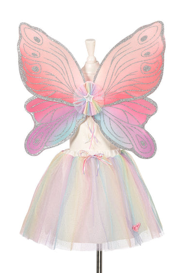 Multicolor Carlina Fairy Costume Skirt and Wings Set for girls aged 3-5, perfect for role-play and dress-up fun.