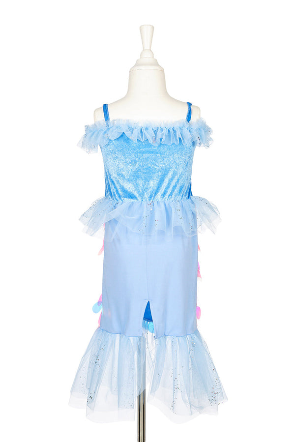 Lorelie Mermaid Costume Dress for Kids in vibrant colors, perfect for carnival and festive dress-up fun. Angle 2 view.
