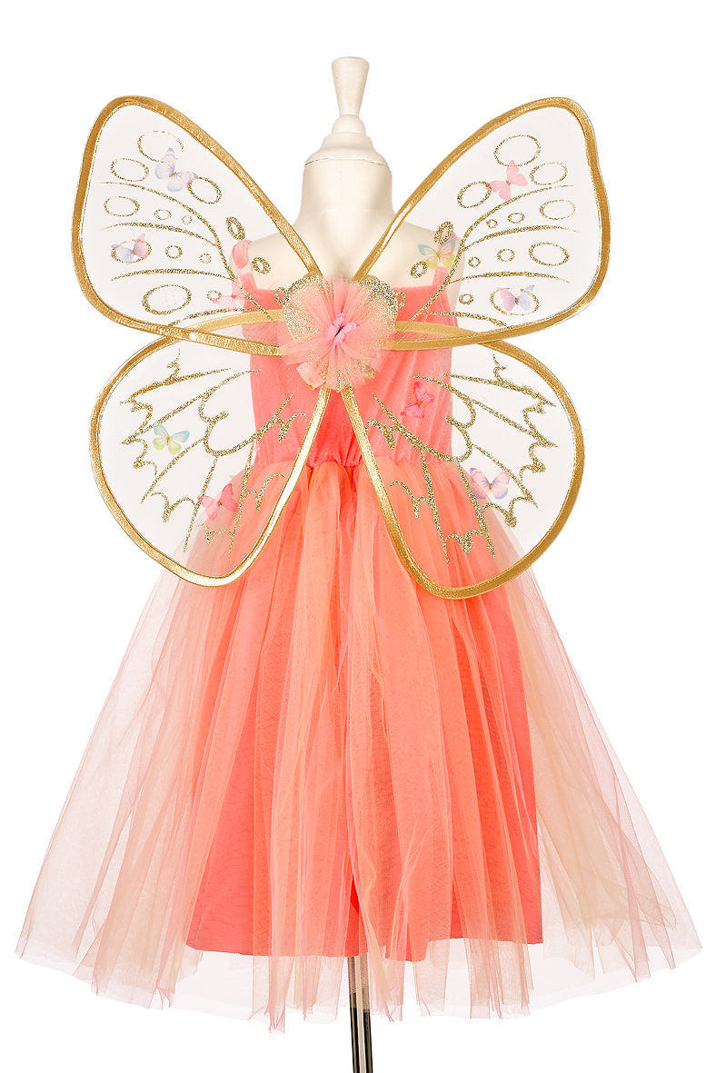 Joanna Fairy Costume Set in orange for girls, includes dress and wings, perfect for role-play (3 sizes available).
