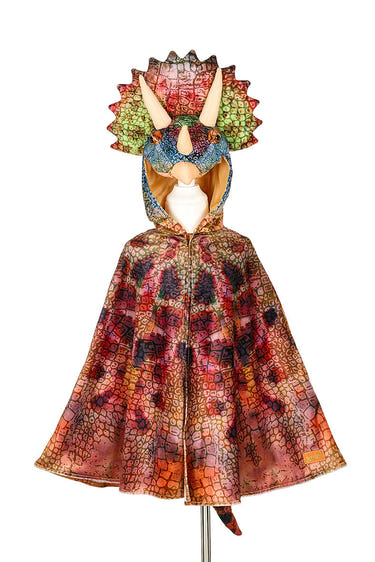 Triceratops dragon costume cape for kids, ages 4-7, perfect for carnival and festive dress-up fun.