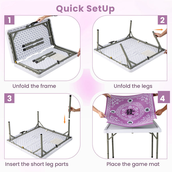 35 Inch 4 Player Game Card Folding Mahjong Table with Cup Holders