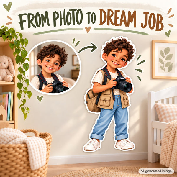Personalized Photographer Wall Decal from Photo, Dream Job Sticker, image 4