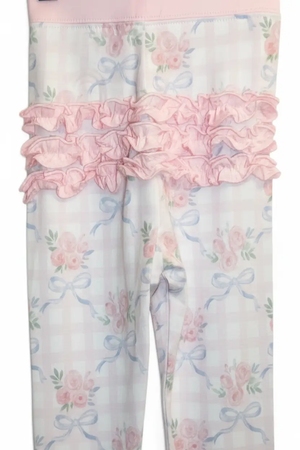 Max and Pippa - Gingham Floral Bow 2 Piece Bamboo Pajamas