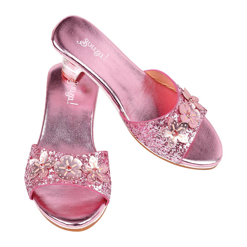 Pink high-heel slippers for kids, Mariona costume accessory for carnival, available in 3 sizes.