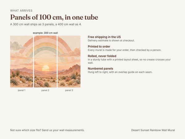Watercolor Desert Sunset Rainbow Wall Mural, image 7