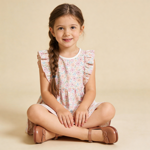 Organic Flutter Dress - Peony