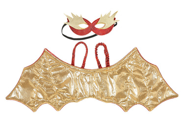 Red dragon wings and mask costume accessory for kids, perfect for carnival and festive dress-up fun.