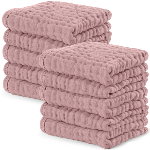 Muslin Washcloths in Mauve
