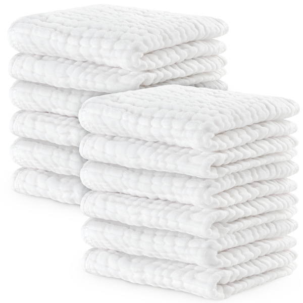 Muslin Washcloths in White