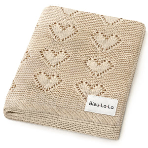 100% Cotton Luxury Knit Heart Swaddle Baby Blanket - MOOGCO Baby