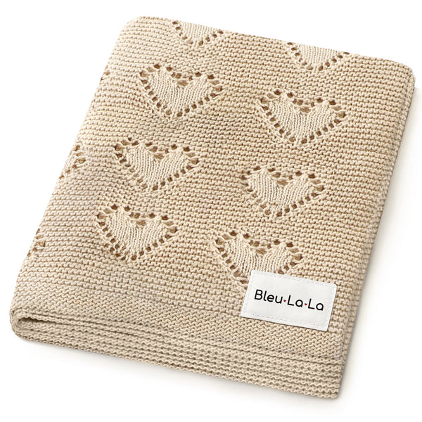 100% Cotton Luxury Knit Heart Swaddle Baby Blanket - MOOGCO Baby