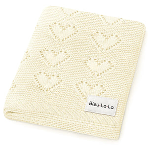 100% Cotton Luxury Knit Heart Swaddle Baby Blanket - MOOGCO Baby