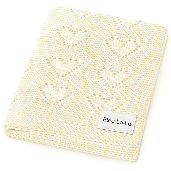100% Cotton Luxury Knit Heart Swaddle Baby Blanket - MOOGCO Baby