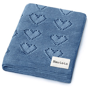100% Cotton Luxury Knit Heart Swaddle Baby Blanket - MOOGCO Baby