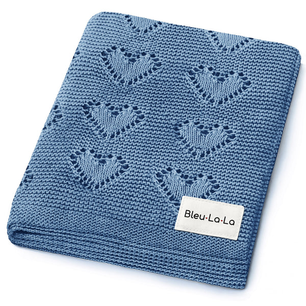 100% Cotton Luxury Knit Heart Swaddle Baby Blanket - MOOGCO Baby