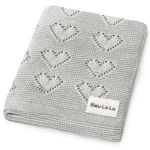 100% Cotton Luxury Knit Heart Swaddle Baby Blanket - MOOGCO Baby