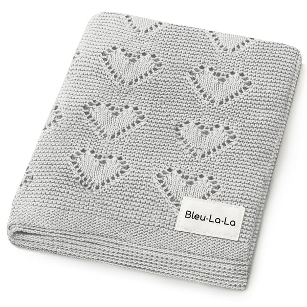 100% Cotton Luxury Knit Heart Swaddle Baby Blanket - MOOGCO Baby
