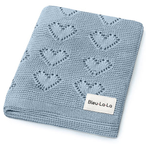 100% Cotton Luxury Knit Heart Swaddle Baby Blanket - MOOGCO Baby
