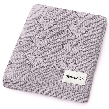 100% Cotton Luxury Knit Heart Swaddle Baby Blanket - MOOGCO Baby