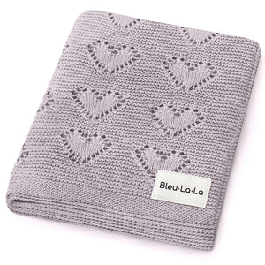 100% Cotton Luxury Knit Heart Swaddle Baby Blanket - MOOGCO Baby