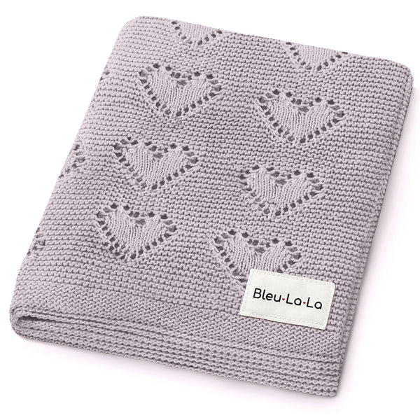 100% Cotton Luxury Knit Heart Swaddle Baby Blanket - MOOGCO Baby