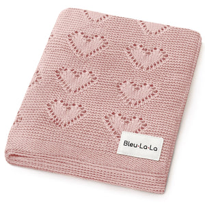 100% Cotton Luxury Knit Heart Swaddle Baby Blanket - MOOGCO Baby