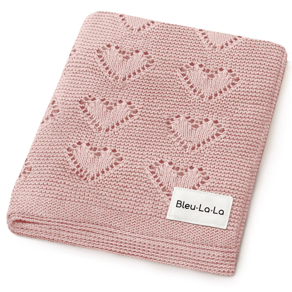100% Cotton Luxury Knit Heart Swaddle Baby Blanket - MOOGCO Baby