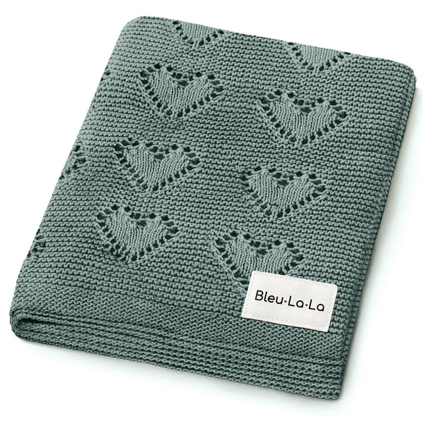 100% Cotton Luxury Knit Heart Swaddle Baby Blanket - MOOGCO Baby