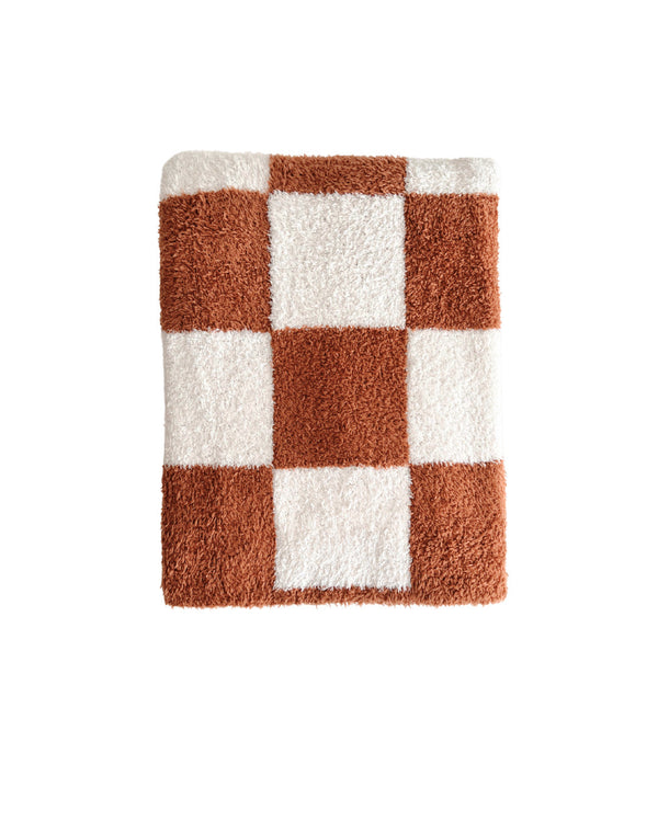Checkered Plush Blanket | Copper - MOOGCO Baby