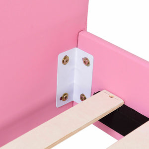 Twin size upholstered toddler bed with wood slat support, perfect for stylish and comfortable sleep.