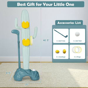 3-in-1 Cactus Toy Stand Sports Activity Center with Golf and Ring