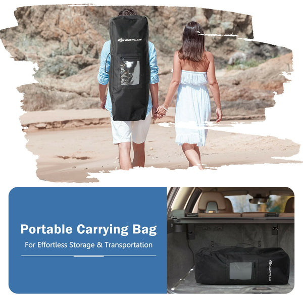 10ft inflatable paddle board with backpack, leash, and aluminum paddle, ideal for surfing adventures.