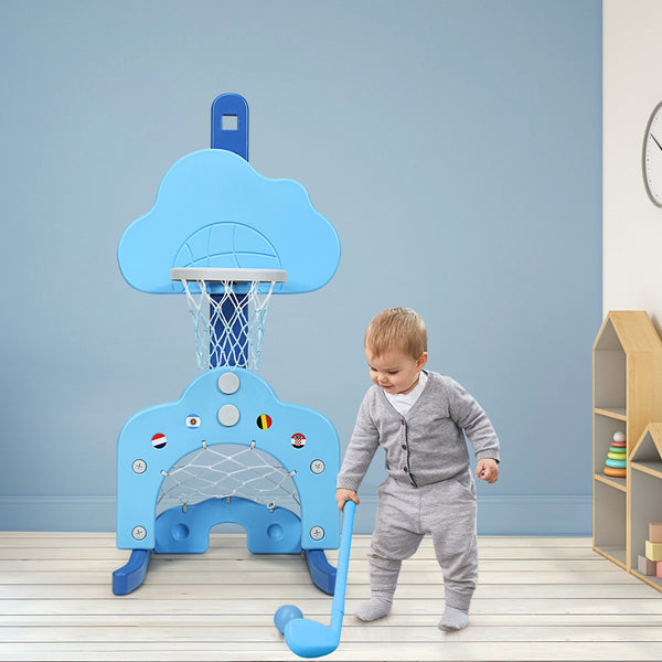 3-in-1 Kids Basketball Hoop Set with Balls - Adjustable Height