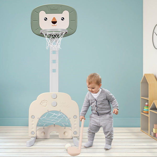 3-in-1 Adjustable Kids Basketball Hoop Sports Set - Adjustable Height