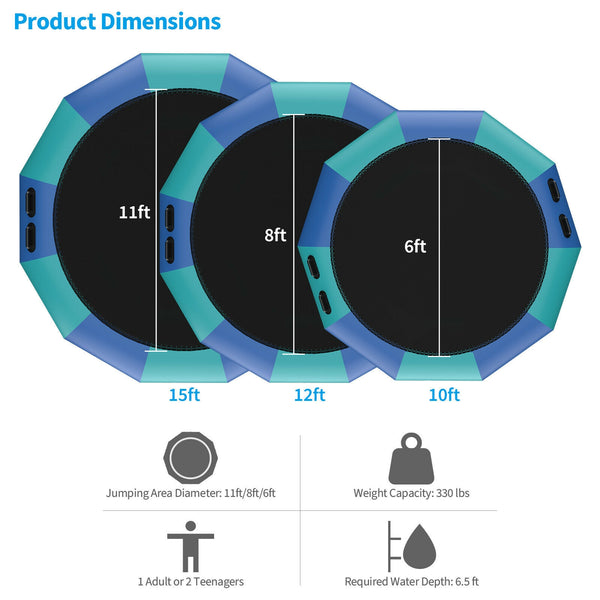 10 Feet Inflatable Splash Padded Water Bouncer Trampoline for kids, perfect for outdoor fun and summer playtime.