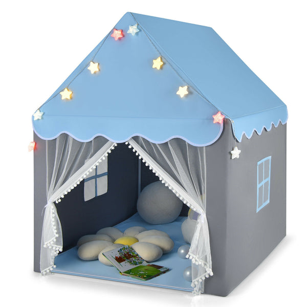 Kids Playhouse Tent with Colorful Star Lights and Mat