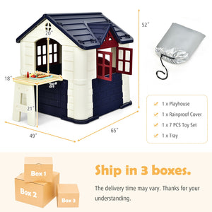 Kid's Playhouse Pretend Toy House For Boys and Girls 7 Pieces Toy Set
