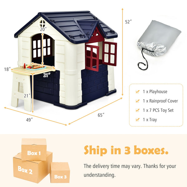 Kid's Playhouse Pretend Toy House For Boys and Girls 7 Pieces Toy Set