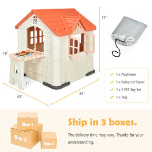 Kid's Playhouse Pretend Toy House For Boys and Girls 7 Pieces Toy Set