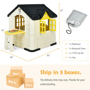 Kid's Playhouse Pretend Toy House For Boys and Girls 7 Pieces Toy Set