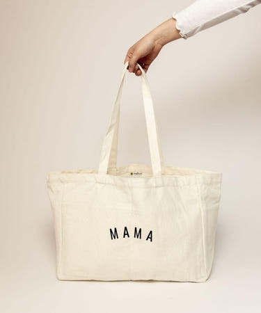 Mama Canvas Tote Bag - stylish and spacious tote for parents, perfect for carrying baby essentials on the go.