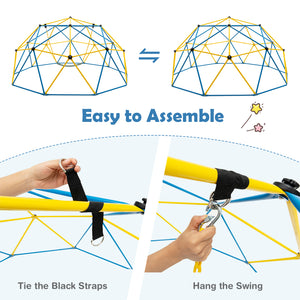 10 Feet Dome Climber with Swing for kids, 800 lbs capacity, perfect for outdoor play and adventure.